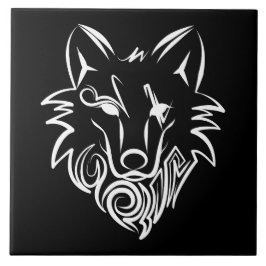 Zwart-Witte Stamwolf Tegeltje