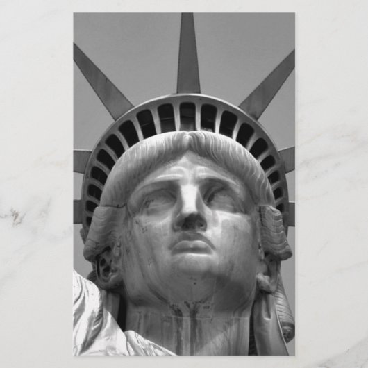 Zwart & Witte Standbeeld Liberty New York Briefpapier (Voorkant)