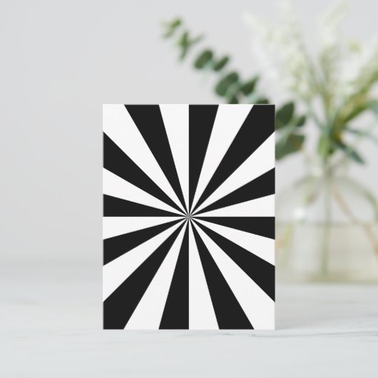 Zwart-witte Star Burst Briefkaart (Staand voorkant)