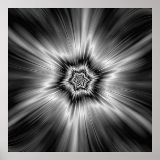 Zwart-witte Star Burst Poster (Voorkant)