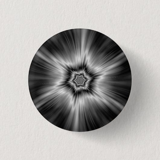 Zwart-witte Star Burst Ronde Button 3,2 Cm (Voorkant)
