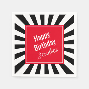 Zwart-witte Starburst Stripes Elke keer Servet