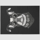 Zwart Witte Steampunk Boston Terrier T8 Découpage Tissuepapier (Voorkant)