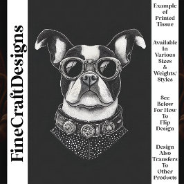 Zwart Witte Steampunk Boston Terrier T8 Découpage Tissuepapier