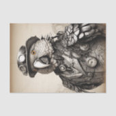 zwart-witte steampunk papegaai tissuepapier (Voorkant)