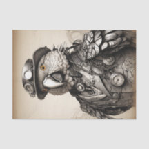  zwart-witte steampunk papegaai