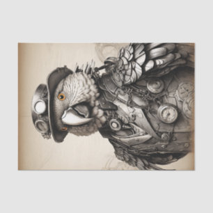  zwart-witte steampunk papegaai tissuepapier