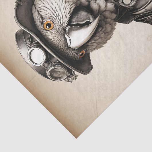 zwart-witte steampunk papegaai tissuepapier (Detail)