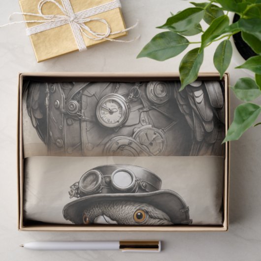 zwart-witte steampunk papegaai tissuepapier (Geschenk)