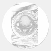 Zwart-witte stenen zon ronde sticker (Voorkant)