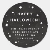 Zwart + Witte sterren Aangepaste tekst/adres Ronde Sticker (Voorkant)