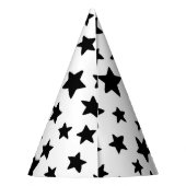 Zwart-witte sterren Doodles Patroon Verjaardag Feesthoedjes (Achterkant)
