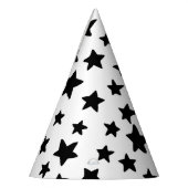 Zwart-witte sterren Doodles Patroon Verjaardag Feesthoedjes (Links)
