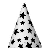 Zwart-witte sterren Doodles Patroon Verjaardag Feesthoedjes (Rechts)