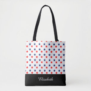 Zwart-witte Sterren met Monogram Tote Bag