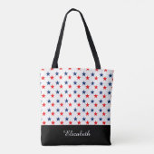 Zwart-witte sterren met Monogram Tote Bag (Achterkant)