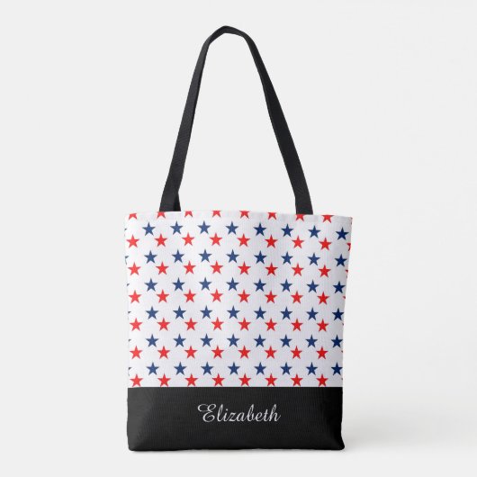 Zwart-witte sterren met Monogram Tote Bag (Achterkant)
