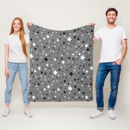 Zwart-witte sterren op grijs fleece deken