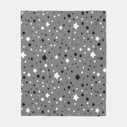 Zwart-witte sterren op grijs fleece deken (Voorkant)
