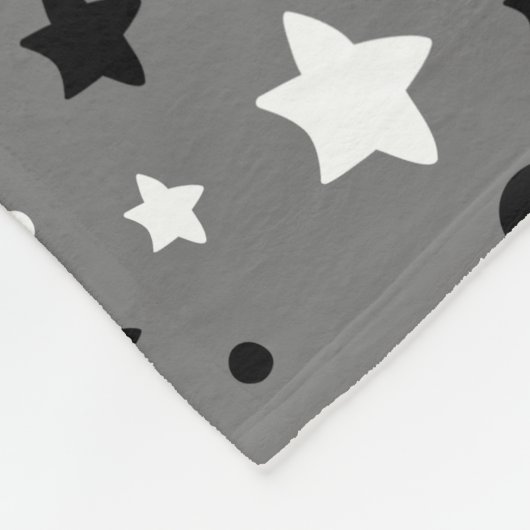 Zwart-witte sterren op grijs fleece deken (Hoek)
