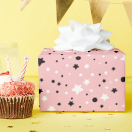 Zwart-witte sterren op roze cadeaupapier