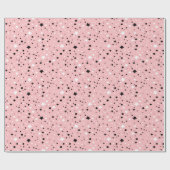 Zwart-witte sterren op roze cadeaupapier (Vlak)