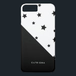 Zwart-witte sterren Patten Abtract gepersonaliseer Case-Mate iPhone Case<br><div class="desc">Moderne iPhone case met zwarte sterren patroon. Dit aanpasbare hoesje is perfect als cadeau.</div>