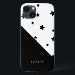 Zwart-witte sterren Patten Abtract gepersonaliseer Case-Mate iPhone Case<br><div class="desc">Moderne iPad-hoesje met zwart sterpatroon. Dit aanpasbare hoesje zal perfect zijn als een geschenk.</div>