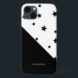 Zwart-witte sterren Patten Abtract gepersonaliseer Case-Mate iPhone Case<br><div class="desc">Moderne iPad-hoesje met zwart sterpatroon. Dit aanpasbare hoesje zal perfect zijn als een geschenk.</div>