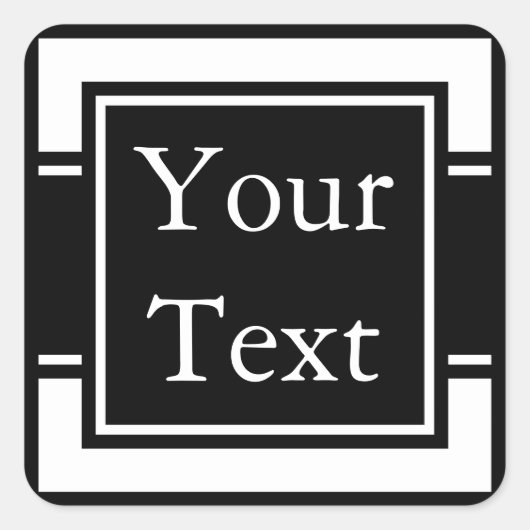 Zwart-witte Stickers of labels met aangepaste teks (Voorkant)