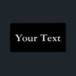 Zwart-witte Stickers of labels met aangepaste teks<br><div class="desc">Deze gepersonaliseerde sticker labels bevatten witte tekst op een zwarte achtergrond. U kunt deze aangepaste stickers gebruiken als cadeau-labels, huwelijksgunslabels of ze aanpassen voor andere evenementen of gelegenheden. De tekst kan worden aangepast op de productbestelpagina. Bekijk zeker de coördinerende aangepaste enveloppen, kaarten, briefpapier en andere True Black producten in onze...</div>