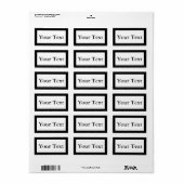 Zwart-witte Stickers of labels met aangepaste teks (Full Sheet)