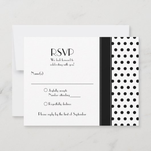Zwart Witte Stip Bruiloft RSVP Antwoord (Achterkant)