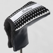 Zwart Witte Stip Streep Script Naam Golfheadcover (3/4 voorkant)