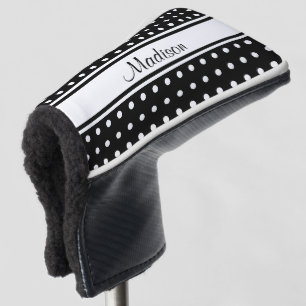 Zwart Witte Stip Streep Script Naam Golfheadcover