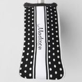 Zwart Witte Stip Streep Script Naam Golfheadcover (Draai 90)