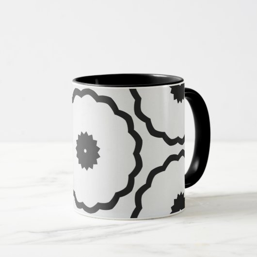 Zwart-witte stipbloem gepersonaliseerd Abstract Mok (Voorkant rechts)