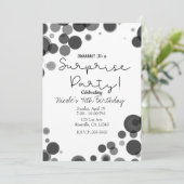 Zwart Witte Stippen Bubbel Surprise Feestje Kaart (Staand voorkant)
