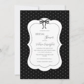 Zwart Witte Stippen Elegante Bruidsdouche Kaart (Voorkant)