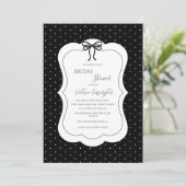 Zwart Witte Stippen Elegante Bruidsdouche Kaart (Staand voorkant)
