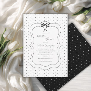 Zwart Witte Stippen Elegante Bruidsdouche Kaart