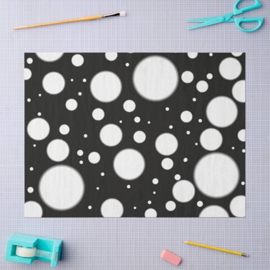 Zwart Witte Stippen Funky Patroon Decoupage Tissuepapier (Craft)