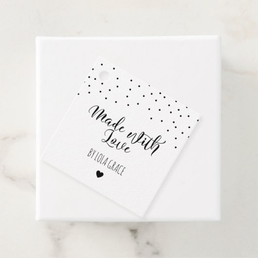Zwart witte Stippen gemaakt met liefde Bedankjes Labels (In situ)