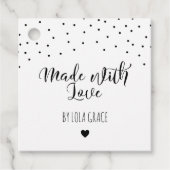 Zwart witte Stippen gemaakt met liefde Bedankjes Labels (Voorkant)