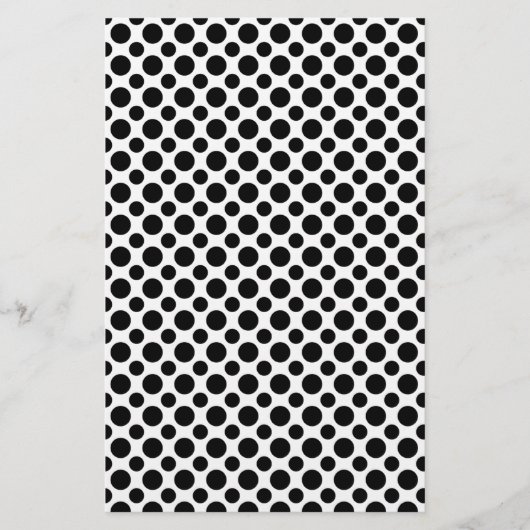 Zwart Witte Stippen Groot en Klein Briefpapier (Voorkant)