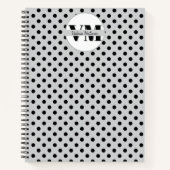 Zwart Witte Stippen Monogram 2026 Aangepaste Notit Notitieboek (Voorkant)