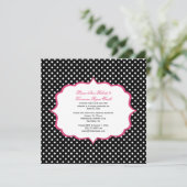 Zwart Witte Stippen Roze Frame Ontvangst Only Kaart (Staand voorkant)