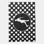 Zwart-witte stippen; Schaatsen op het ijs Theedoek (Verticaal)