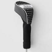 Zwart Witte Stippen Streep Script Naam Golfheadcover (Schuin)