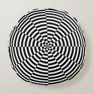 Zwart & Witte Straling door Kenneth Yoncich Rond Kussen
